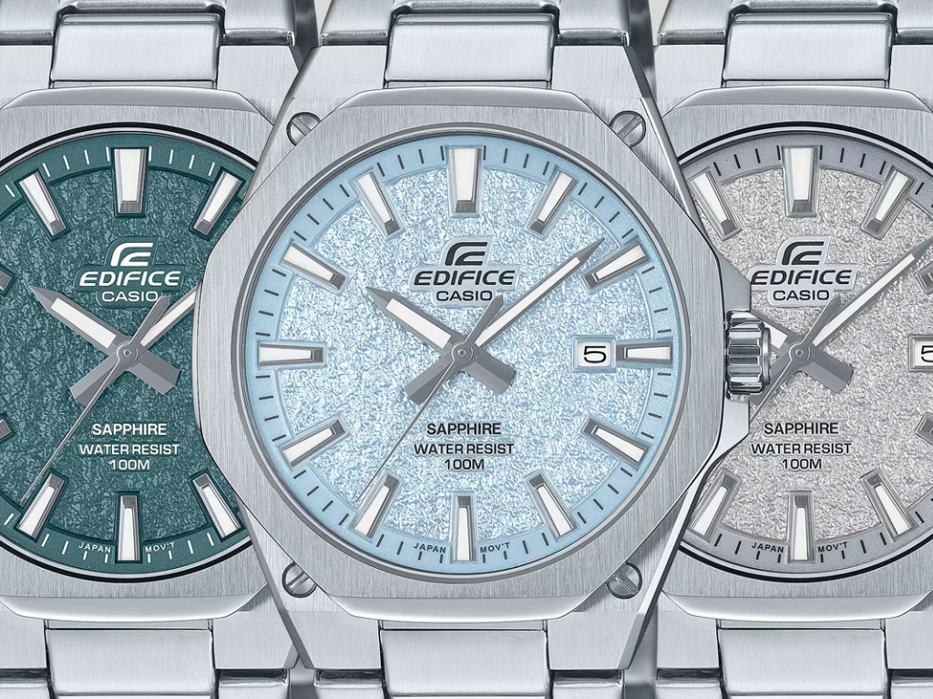 New Casio Edifice EFRS108DE stainless-steel watches with textured dials now purchasable in the US with limited stock