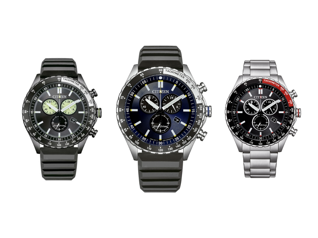 Citizen unveils 3 new tachymeter bezel chronographs with 43 mm stainless-steel cases