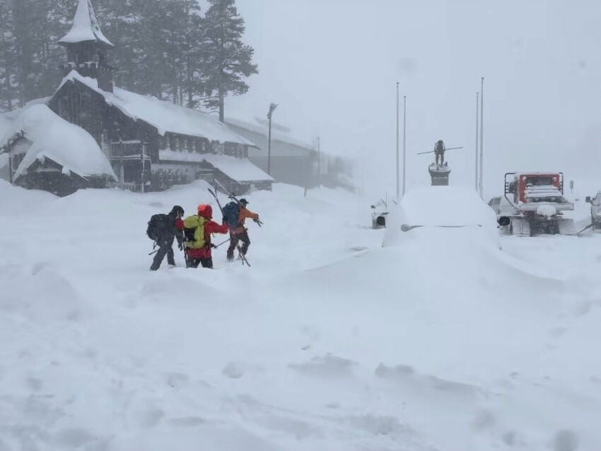Rescuers push through winter storm to 6 survivors of a California avalanche. 9 others are missing.