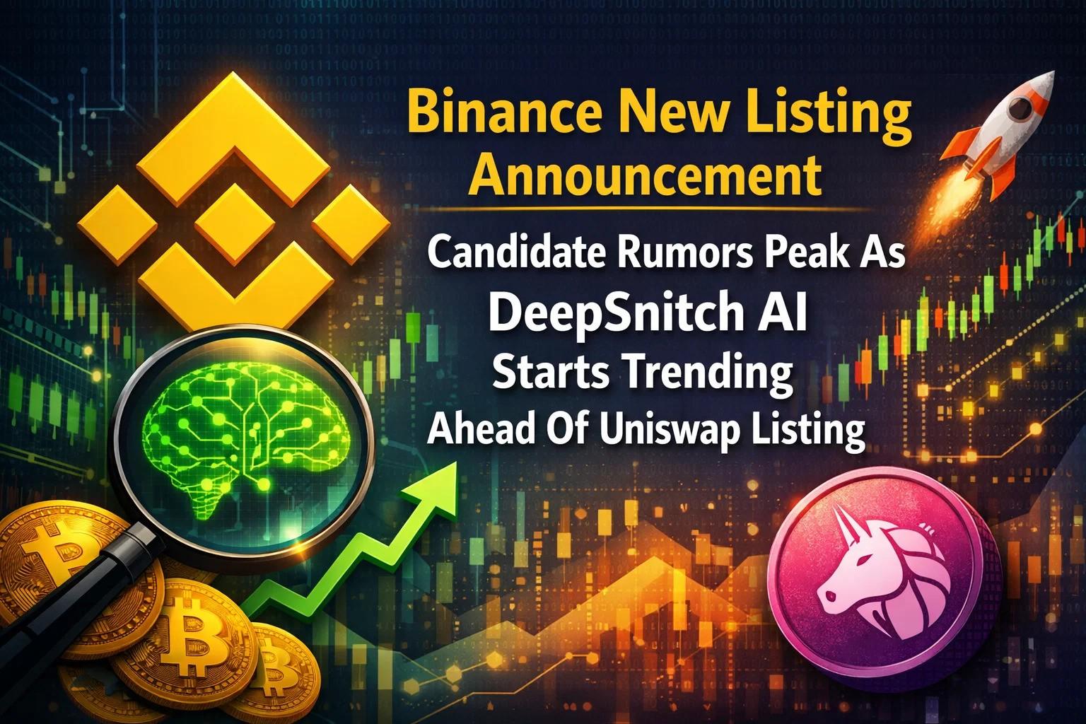 Binance New Listing Announcement Candidate Rumors Peak As DeepSnitch AI Starts Trending Ahead Of Uniswap Listing, SUBBD & Flashpump Set Their Sights on CEXs