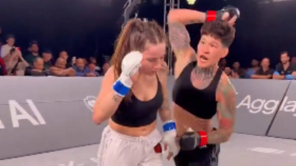 Fans urge UFC to sign the only woman to beat Kayla Harrison after tomahawk elbow KO in Karate Combat