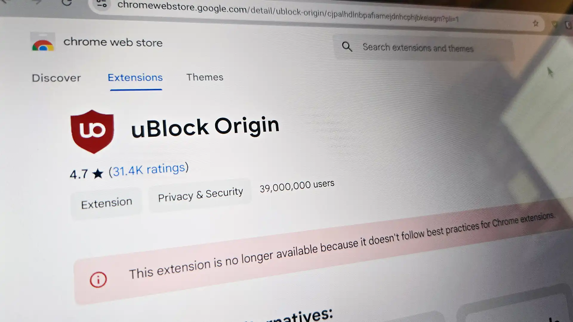 The last lifeline for uBlock Origin in Chrome is almost gone for good