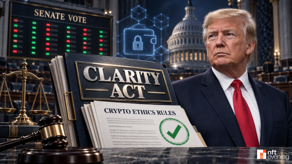 Trump Backs Most Crypto Ethics Curbs Ahead of CLARITY Act Senate Test